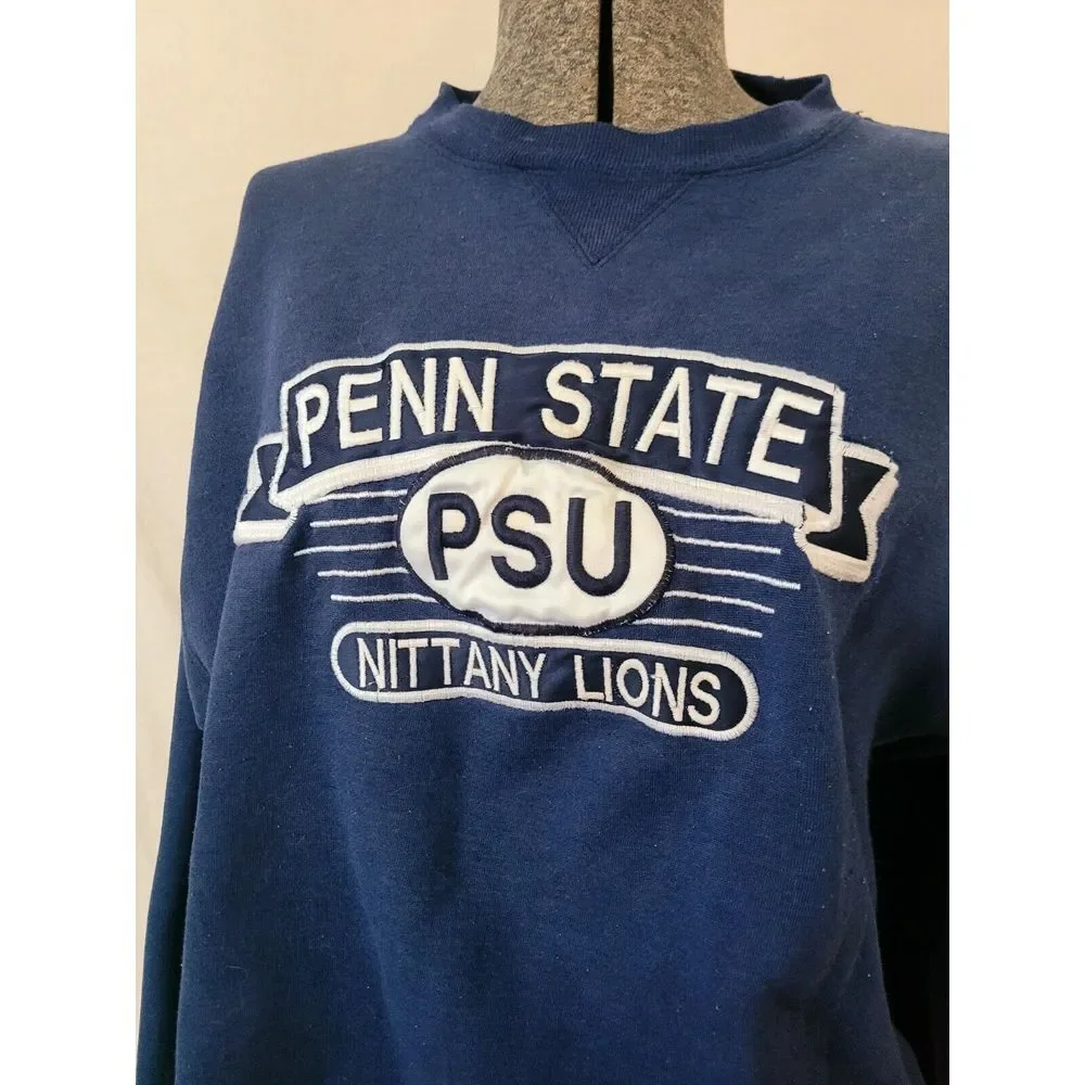 Vintage Penn State Navy Blue Crew Neck PSU Size Large‎ Embroidered 70s 80s 90s